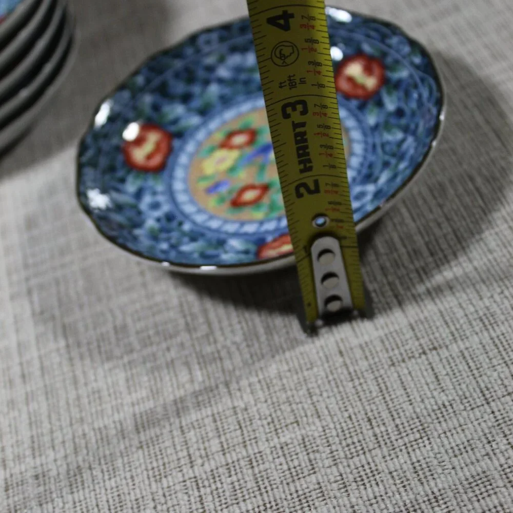 Set of 6 Asahi Japanese Elegant Ceramic Blue Small Dessert Plates 4.75